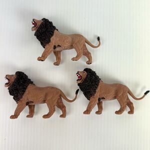 Lion Roaring Animal Figure Set Of 3 Educational Toy Male Lion Zoo Plastic